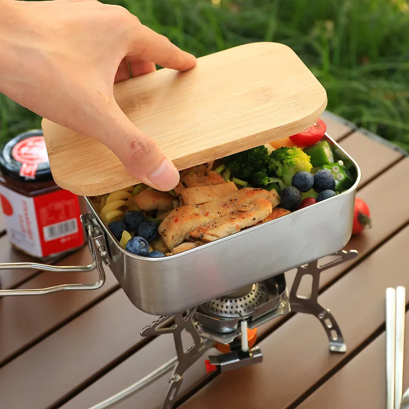 Camping Cooking Container - Boîte à lunch portable en acier