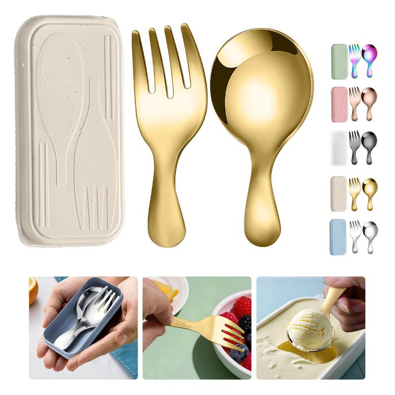 Camping Cooking - Ensemble de vaisselle en acier inoxydable,