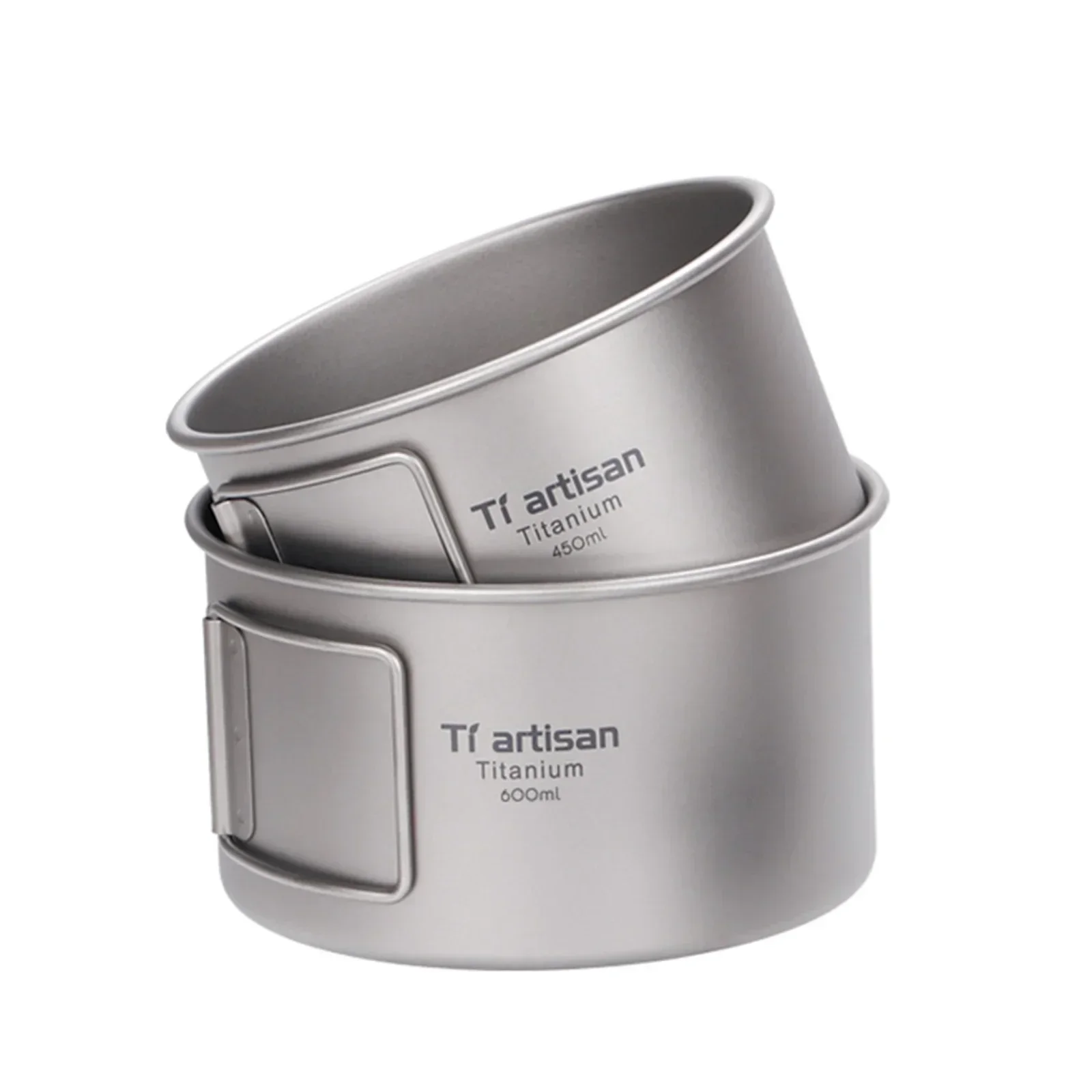 Camping Cooking Container - Filles en titane avec poignée pliante,
