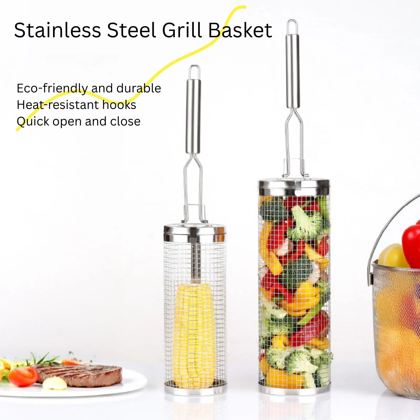 Camping Cooking Essentials - Panier de cuisson roulant en acier