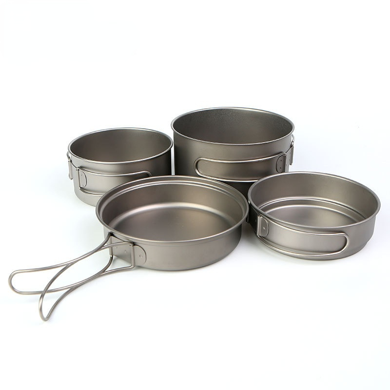 Camping Cooking Noodles - Ensemble de casseroles combinées en titane
